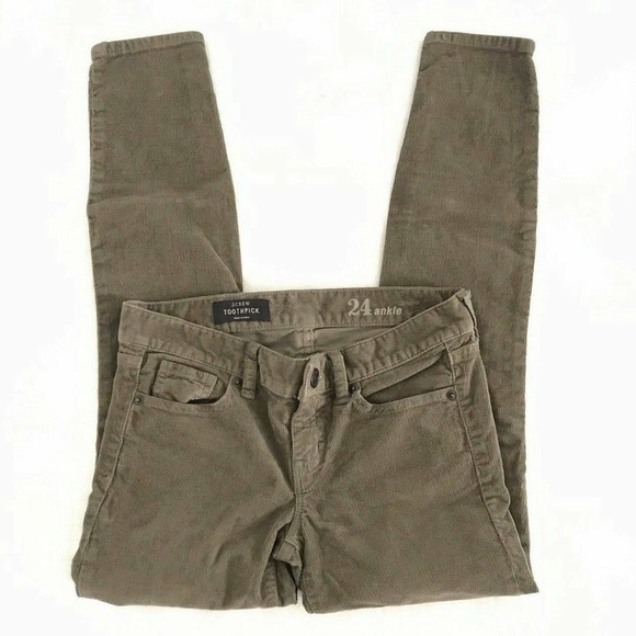 J Crew | Toothpick Corduroy Pants Size 24 Brown Ankle Straight Slim Fit - Picture 5 of 5